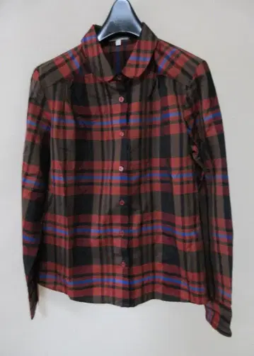 (O-33) 나라 까미체 긴팔 셔츠 이탈리아 체크 라운드 칼라