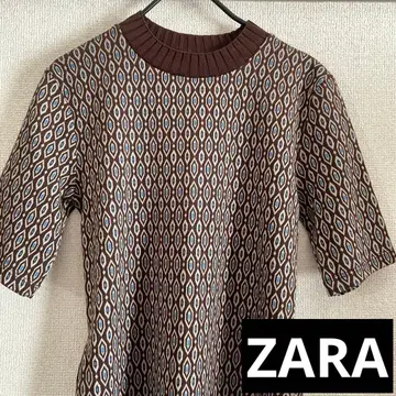 ZARA 반팔 자카드 니트 원피스