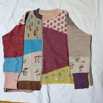 센소유니코 cube-cube 긴팔 니트 스웨터 사이즈 38 귀여운 패턴