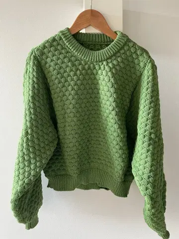 그린 텍스처 편직 니트 스웨터
