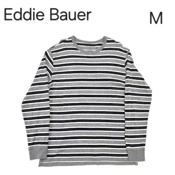 Eddie Bauer 긴팔 보더 티셔츠 M 블랙 x 그레이 계열 남성용