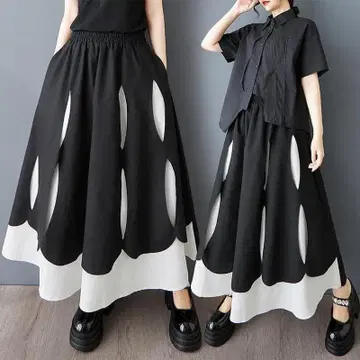 빅 사이즈 스커트 모노톤 여성용 봄/여름 새상품 허리밴딩