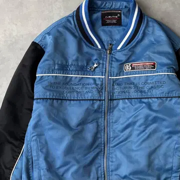 15009 FUBU JEANS 자수 바시티 자켓 블루종