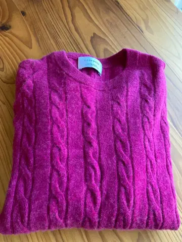 CASHMERE 100% 케이블 짜임 핑크 마젠타 스웨터