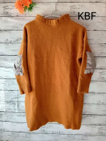 KBF 보틀넥 니트 롱 울100% 스웨터 엘보 배치