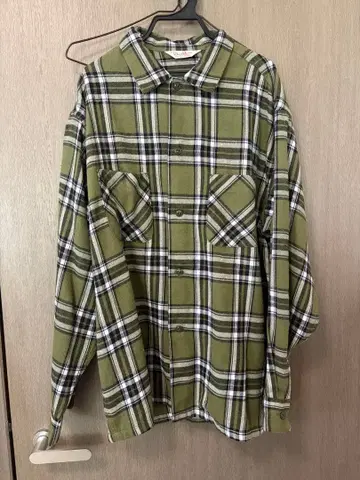 Dan River 올리브 그린 체크 무늬 긴팔 셔츠