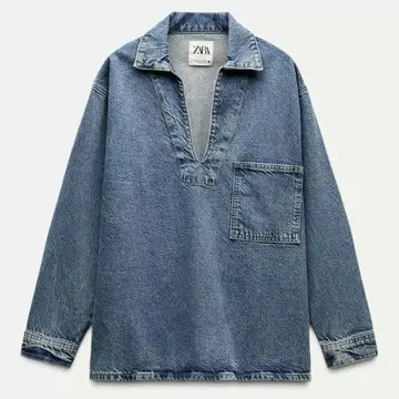ZARA/새상품 데님 피케 셔츠