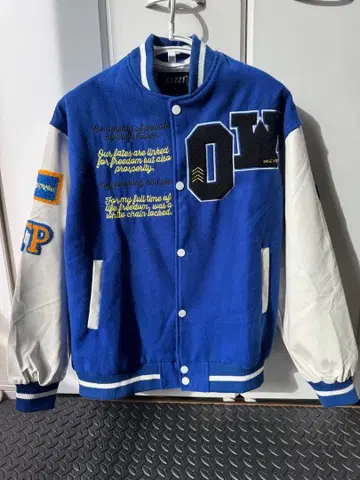 EIZZI 바시티 자켓 L 파랑/화이트 로봇 자수