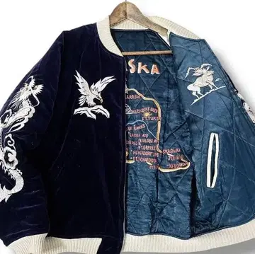 더 플랫 헤드 리버서블 스카잔 벨벳 XL 사이즈 네이비 블랙