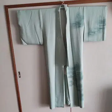 호몬기 옅은 민트색 풍경 자수 패턴