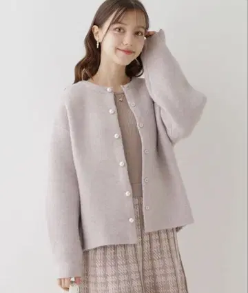 [고급 마감] 펄 조절 코쿤 니트 자켓 Couture brooch