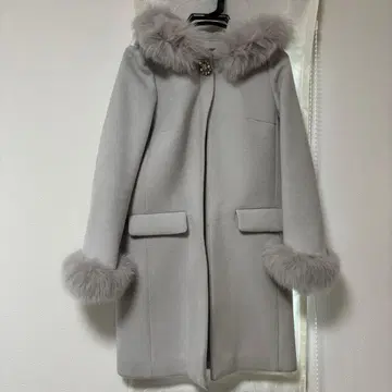 퍼 후드 롱 코트 라이트 그레이