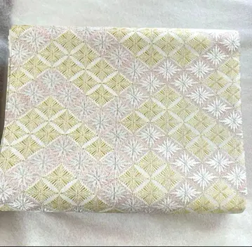 꽃무늬 후쿠로 오비 옅은 핑크와 골드 기모노 미사용 새상품