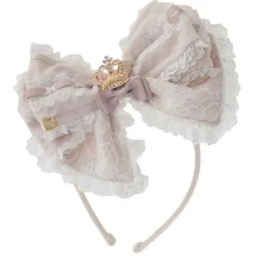 LIZLISA 도리 레이스 리본 머리띠 핑크