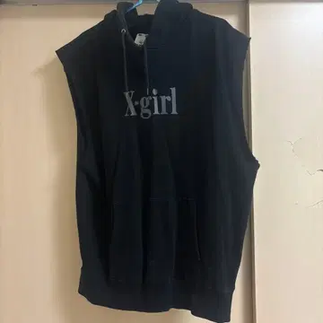 X-girl 블랙 슬리브리스 후디