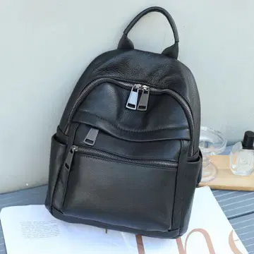 블랙 가죽 럭색/백팩