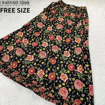 KANEKO ISAO 피코 프릴 스커트 플라워 프린트 FREE SIZE