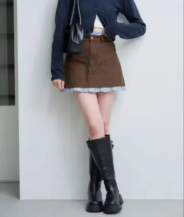 Kastane 프릴 데님 미니 스커트