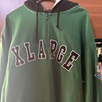 XLARGE 그린 후드티 프론트 지퍼