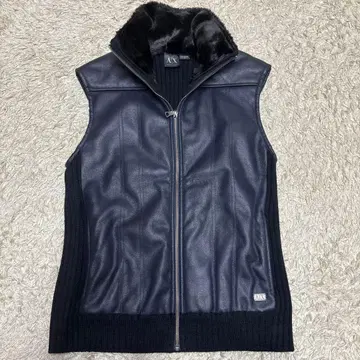 아르마니 익스체인지 울 베스트 네이비 S 로고 플레이트