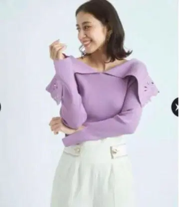 Mystrada 마이 스트라다 자수 케이프 칼라 니트/2way