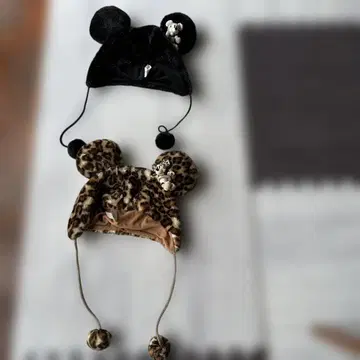 정품 도쿄 디즈니 리조트 미키 귀 달린 레오파드 무늬 모자 2세트