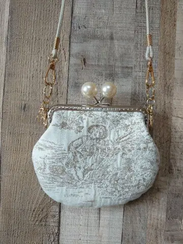 로맨틱 가마구치 파우치 자카드 원단