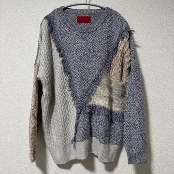 somari 니트 패턴 절개 프린지 니트 오샤레 워커