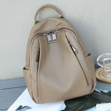 베이지 합성 피혁 백팩 백팩