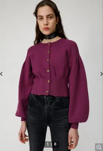 가격 인하 WAIST TUCK PUFF SLEEVE 가디건