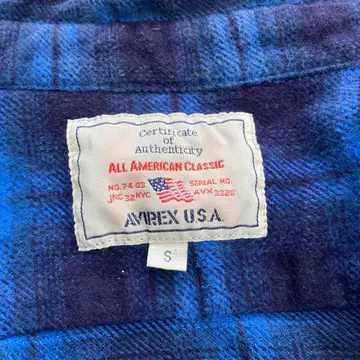 AVIREX USA 플란넬 셔츠 S 사이즈 블루 계열 체크