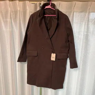 GRL 다크 브라운 더블 브레스트 체스터 코트