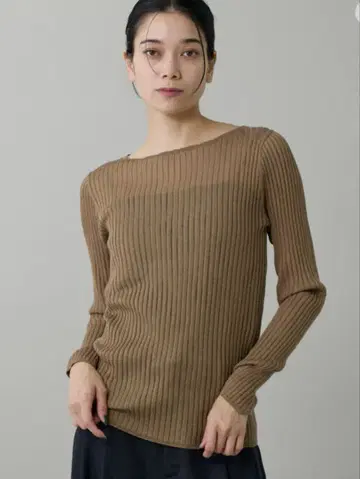 와이드 리브 보트넥 니트 INED 긴팔