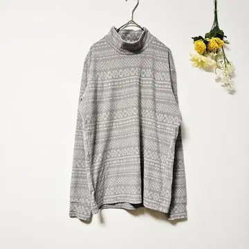 [ UNIQLO ] 유니클로 스트레치 플리스 프린트 모크넥 T (M)