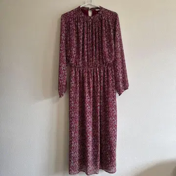 테치치 테라스 보르도 꽃무늬 롱 원피스