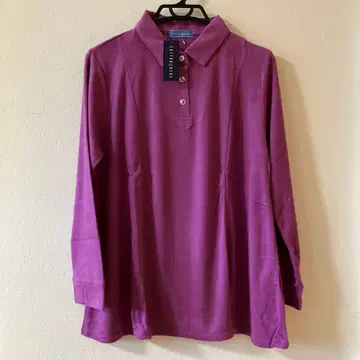 COTTON BLUE 퍼플 긴팔 피케 셔츠 L