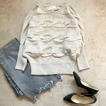 antiqua 안티카 케이블 짜임 니트 M 내추럴 컬러