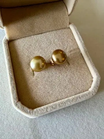 귀중 골드 펄 스타일 귀걸이(담수)