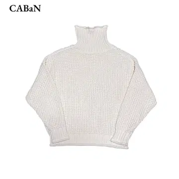CABaN 캐시미어 혼방 울 니트 와플 터틀넥 스웨터 화이트