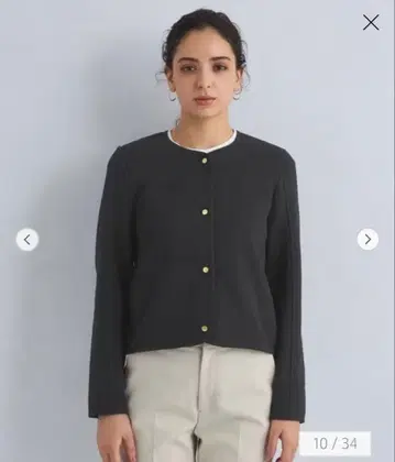 그린 라벨 블리스터 자카드 메탈 도트 티셔츠 가디건