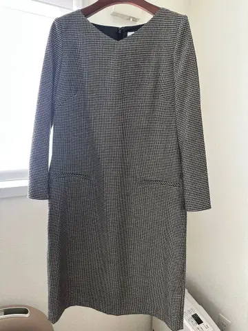 UNTITLED 하운드투스 패턴 7부 소매 원피스 사이즈 1