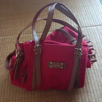 빨간색 플리스 숄더백