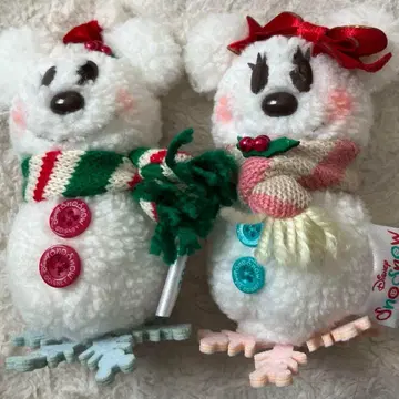 눈사람 미키 미니 봉제 인형 안전핀 포함 2체 세트
