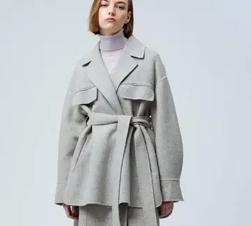 에부르 ebure 멜란지 비버 벨티드 코트 자켓