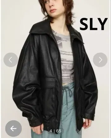 새상품급 SLY FAUX LEATHER ZIP UP 블루종 가죽 자켓