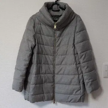 HERNO 그레이 라메 트위드 원단 다운 자켓