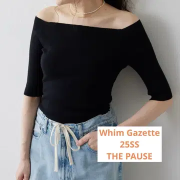 [새상품급] THE PAUSE 오프숄더 하프 슬리브 풀오버 윔 가젯