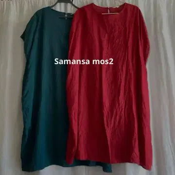 빨간색 반팔 롱 원피스