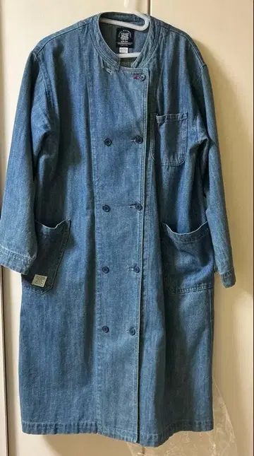 NANEA&COMPANY 데님 더블 브레스트 롱 코트