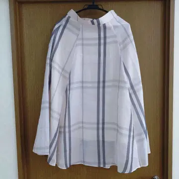 Noela 체크 무늬 플레어 스커트 핑크 계열